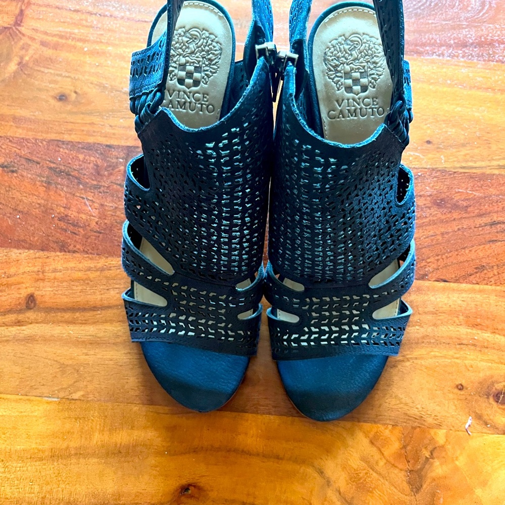 Vince Camuto Navy Suede-looking Shoes - Size 7-1/2 (38)